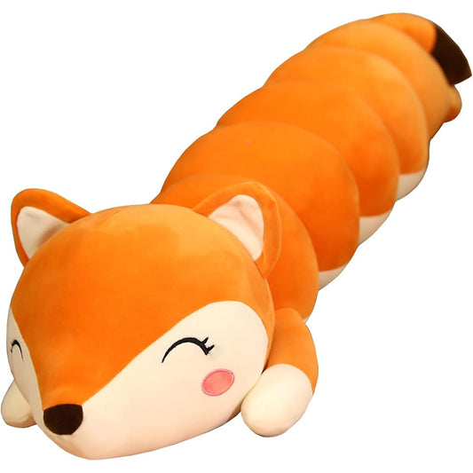 Whlo4U Fox Stuffed Long Pillow Fox Caterpillar Stuffed Fox Stuffed Neck Pillow Home Decoration Christmas Valentine Birthday Kids Adults (Fox, 42 inches)
