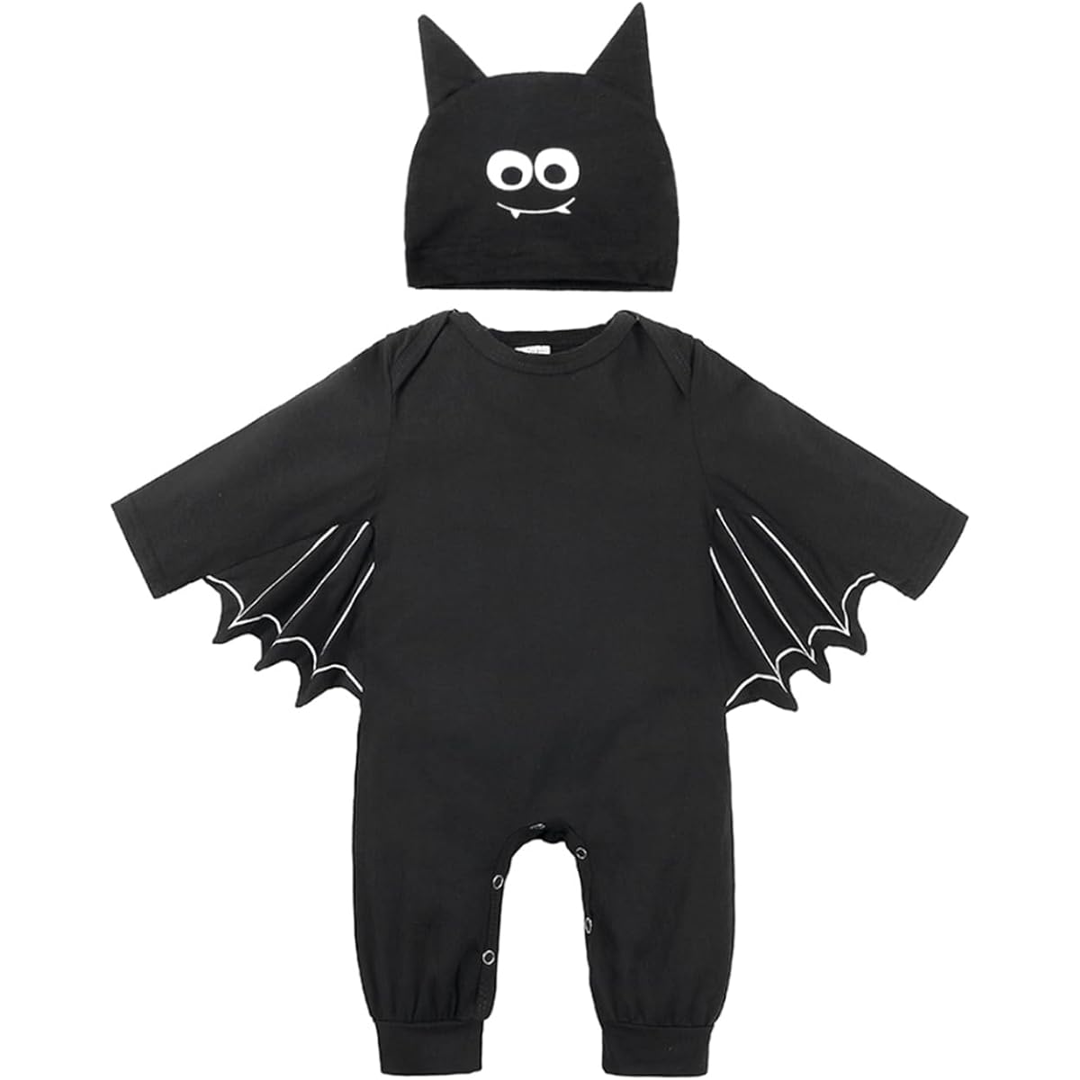 FANCYINN Infant Baby Black Bat Costume Man Romper with Hat Halloween Bat Outfit 2 Pieces 3-24 Months US Size: 18-24 Months