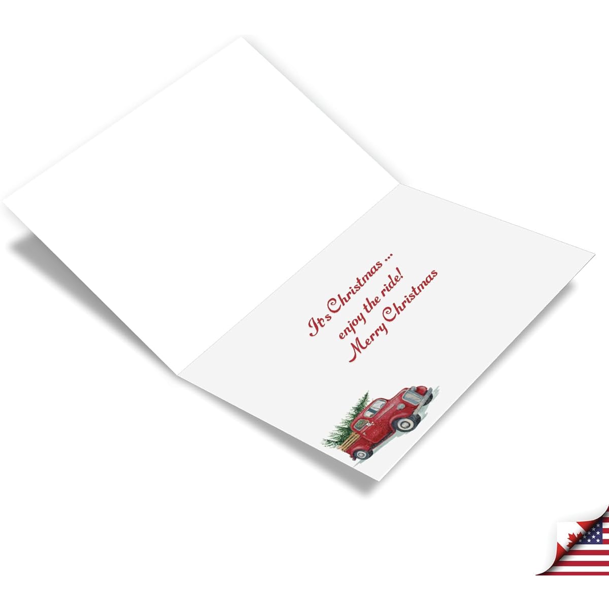 NobleWorks Christmas Greeting Cards with 5 x 7 Inch Envelopes (1 Card) Merry Christmas Holidays Holiday Camp - Red Truck C10201IXSG