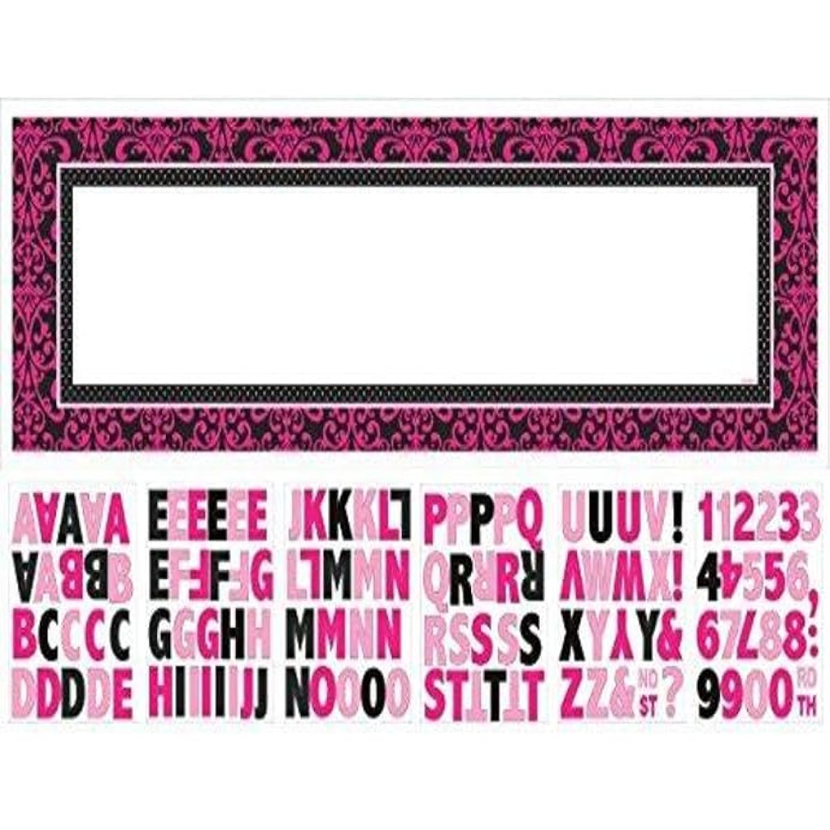 Elegant Black and Pink Birthday Party Customizable Giant Banner Decoration, Black/Pink, 65" x 20" Cardboard Paper