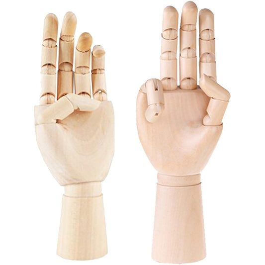 Greatstar 12" Art Mannequin Hand Wooden Flexible Left/Right Hand for Home Office Desk Articulated Kids Toys Drawing Sketch Painting etc (Left+Right Hand)