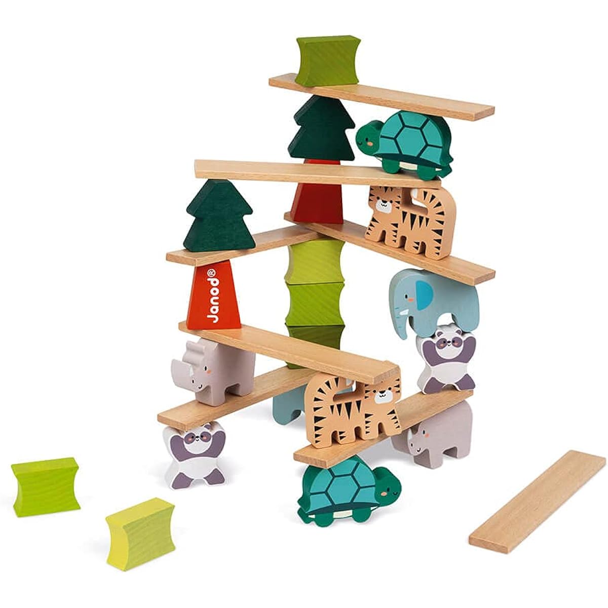 Janod World Wildlife Federation – 28 Piece Wooden Animal Stacking Game - Ages 2+ - J08613