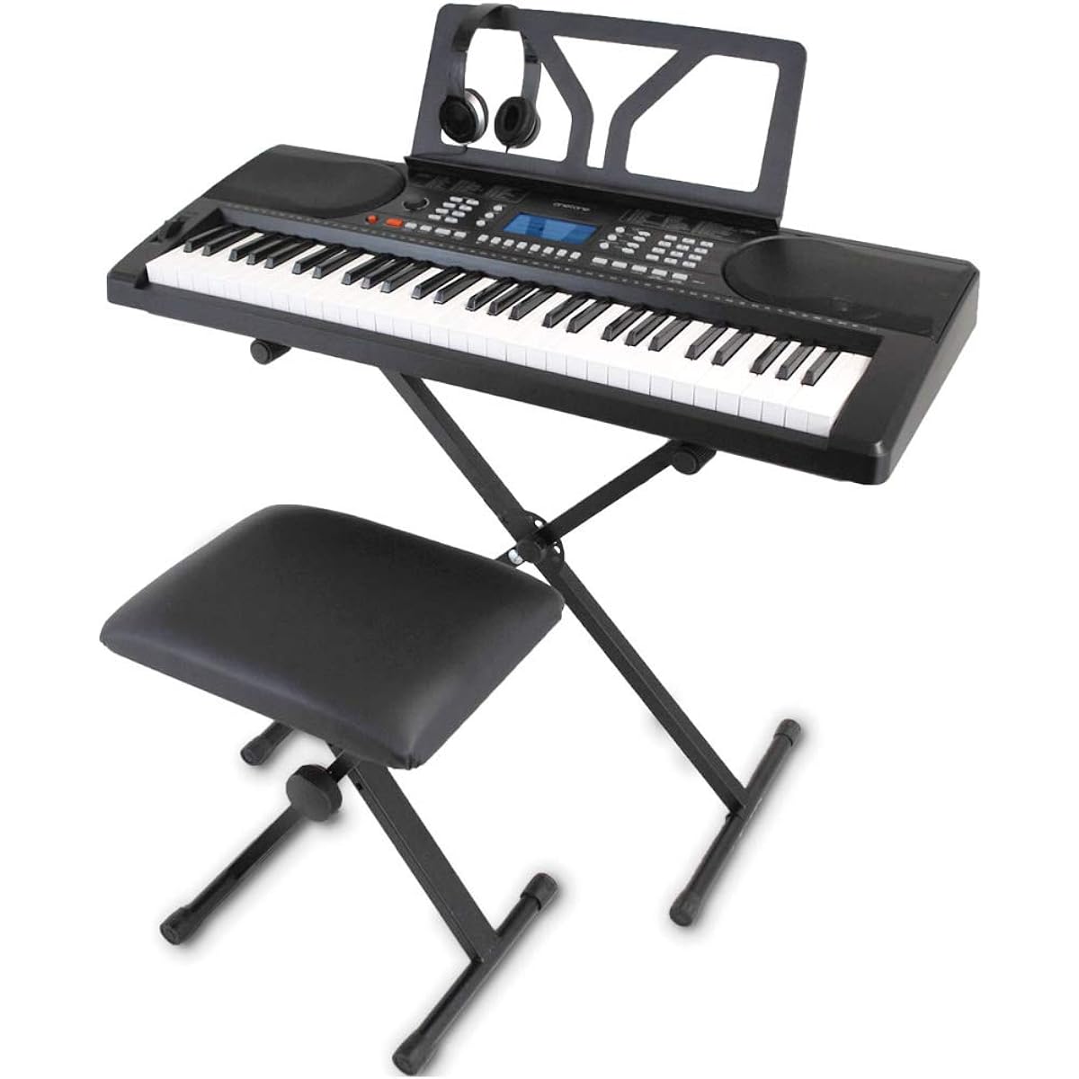 ONETONE One Tone Electronic Keyboard 61 Keys Beginner Set Equipped with Pitch Bend Japanese Notation OTK-61S (Includes Music Stand/Power Adapter/Stand/Chair/Headphones) Black