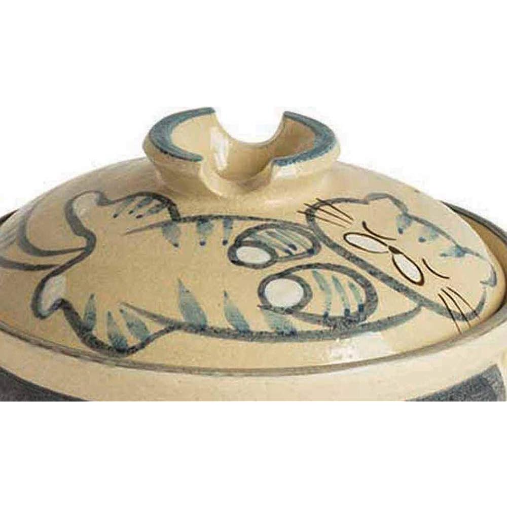 Saji Pottery White 25.5cm Banko Ware Earthen Pot No. 8 Tama Nap Pattern 32-611