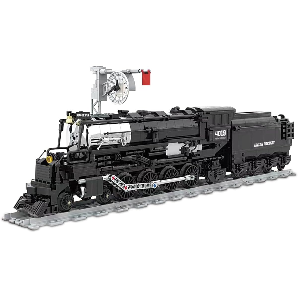 MISINI M6005 Steam Locomotive Building Kit, 1186 Pieces Big Boy Simulation Train Model, Steam Locomotive Display Set for Collectors, Large Train Set with Train Track, Best Gift for Train Lovers