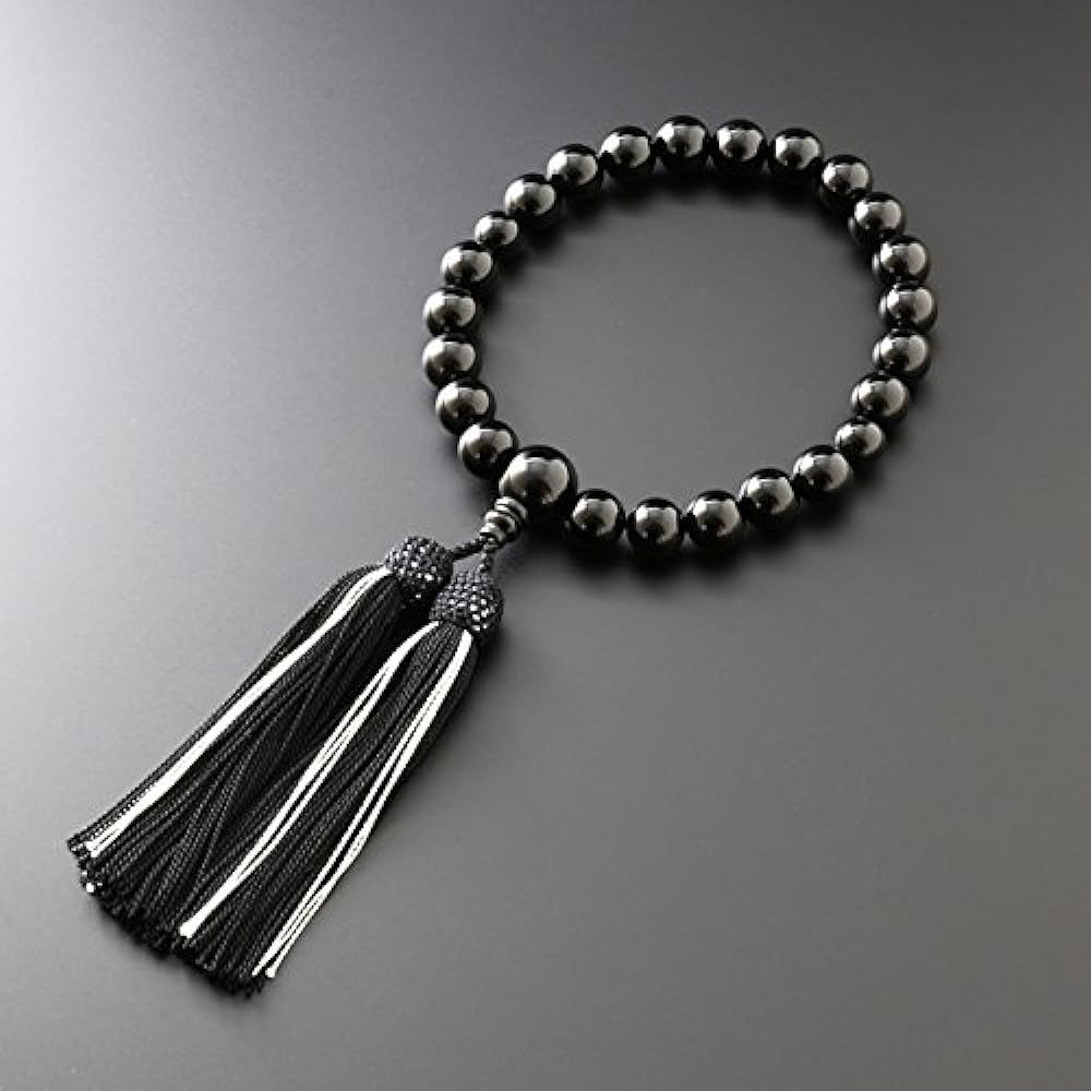 Kyoto Buddhist Altar Hayashi Prayer Beads for Men Pure Silk 2 Colors Head Tassel Black Onyx [Prayer Bag Set] M-039 Onyx Kyoto Prayer Beads Funeral Can be used by all sects