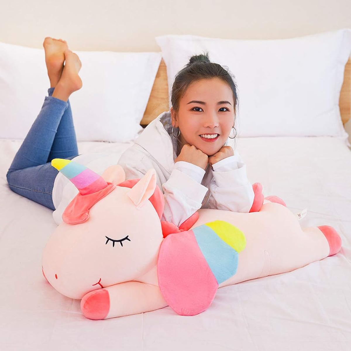 Unicorn Plush Toy Cute Doll Hugging Pillow Animal Kids Toy Super Soft Girl Children Gift (80CM)