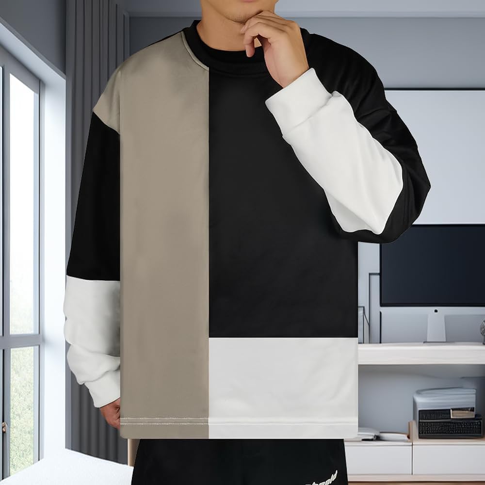[KOTRBOY] Sweatshirt, Men's, Autumn Clothing, Long Sleeve, Patchwork Top, Cool, Pullover, Parka, Stylish, Layered T-shirt, Loose, Casual, Trendy, Popular, Street Style
