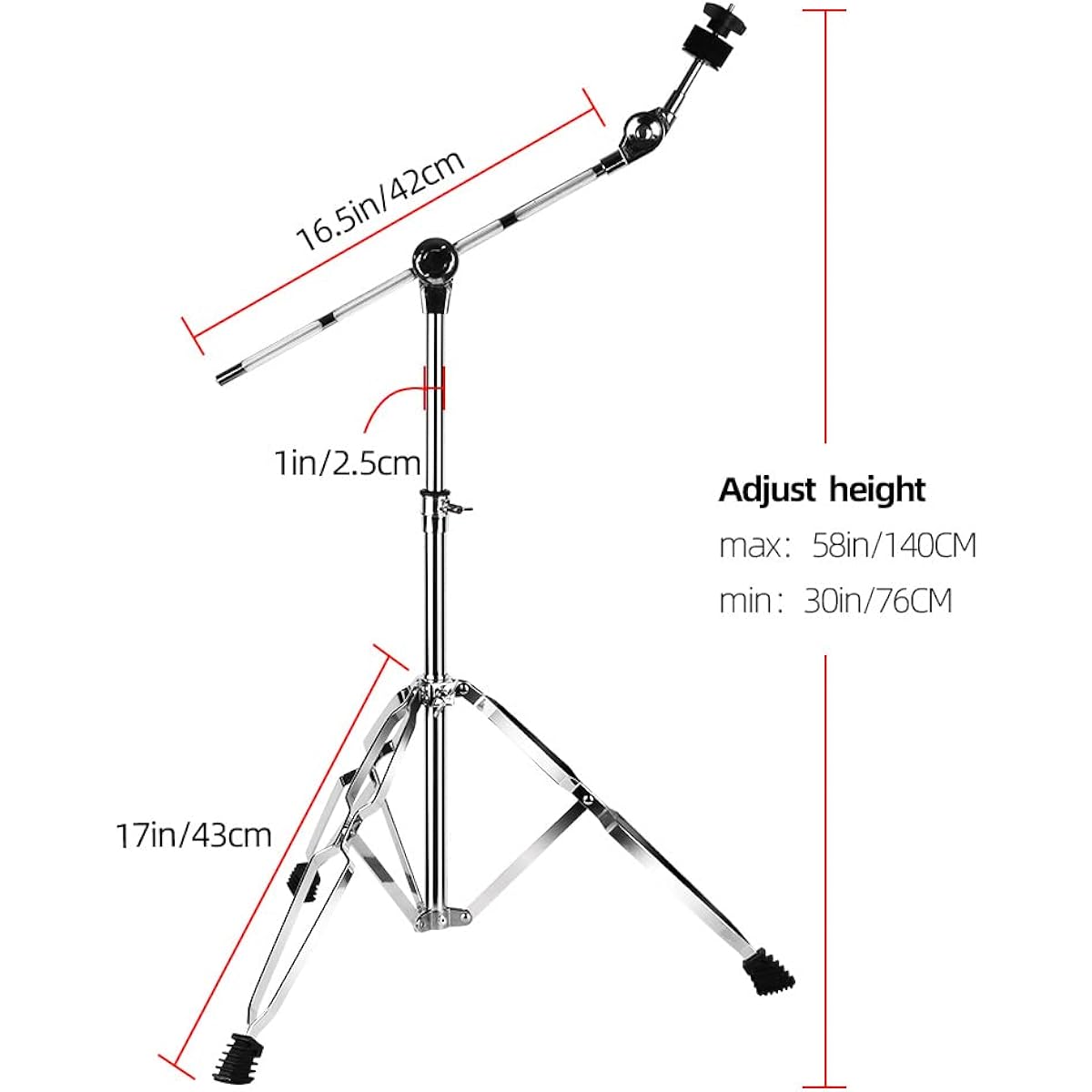 keerpusi Cymbal Stand with Drumstick Holder High Boom and Straight Combo Double Brace Legs with Rubber Feet