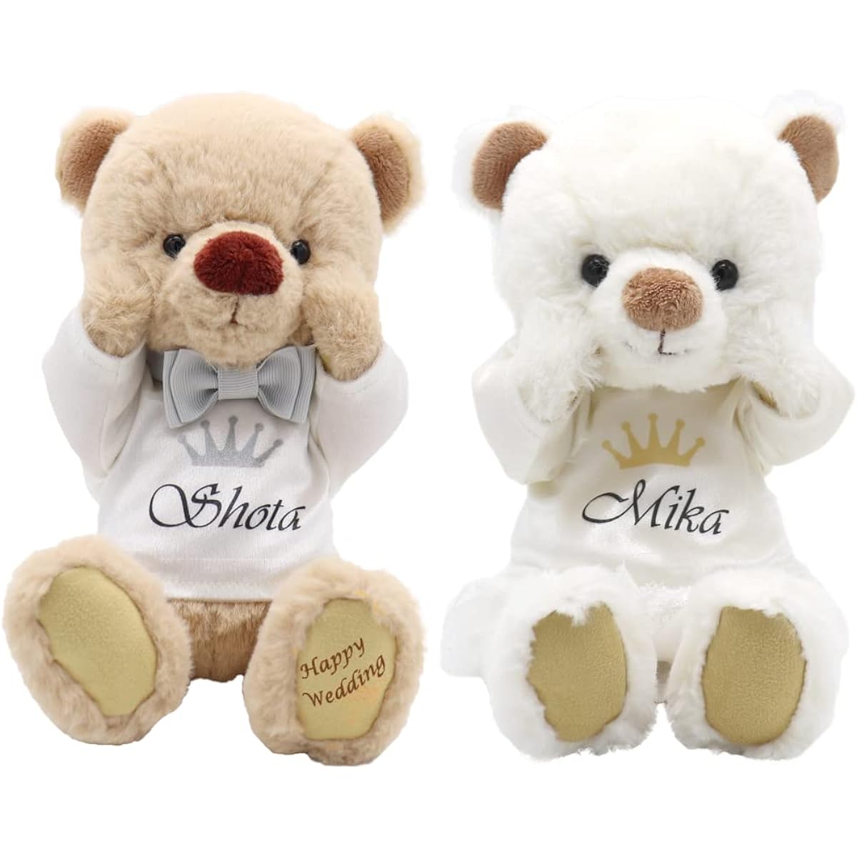 [Petit Luu] Casual wedding bears KUU & FUU, wearing shirts with the names of the bride and groom printed on them
