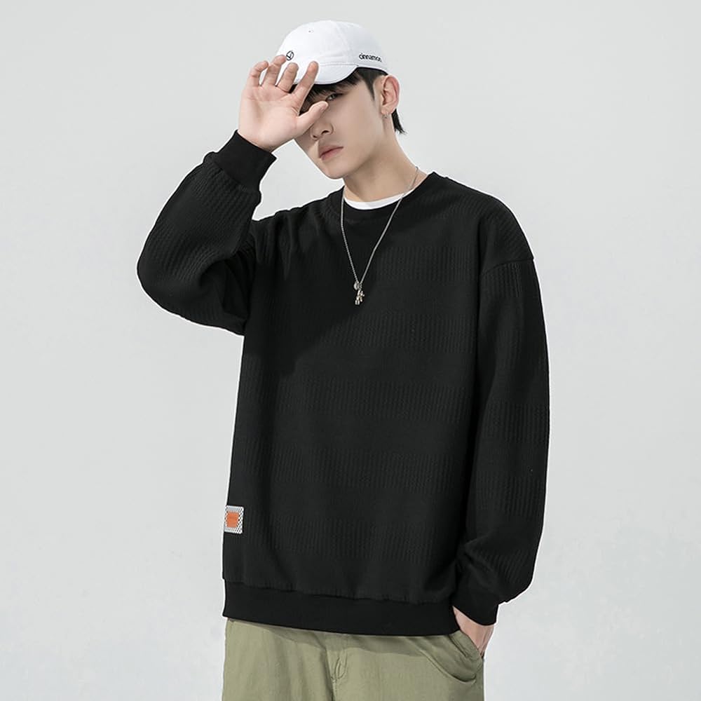 [FJLTDCP] Men's Parka Sweatshirt, Long Sleeve, Round Collar, Plain, Large Size, Loose, Durable, Windproof, Cold Protection, Casual Fashion, Simple, Comfortable, Autumn/Winter Clothes