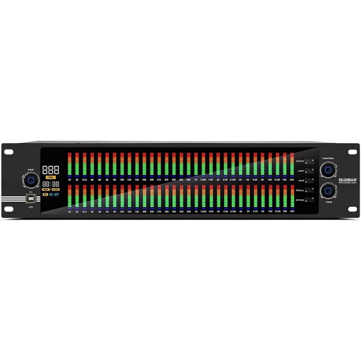 Audio Mixer 2U Graphic Equalizer 31 Band Balance Effect Controller DJ Digital Mixer Processor DSP Feedback Eliminator Stage