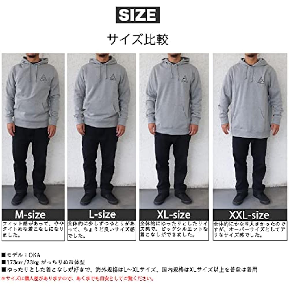 [Huff] Hoodie Men's ESSENTIALS TT P/O HOODIE Triple Triangle Logo Skater Heavy Sweat Tops Long Sleeve Autumn/Winter [Parallel Import]