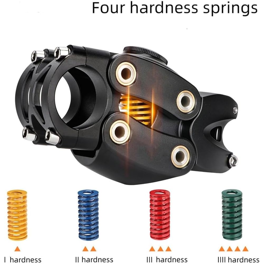 Bicycle Handlebar Shock Absorber (Shock Stop) Suspension Stem Bicycle Shock Absorption Bike Handlebar Stem Road Gravel Hybrid E-Bike 7 Degree 90mm Shock Absorber Stem