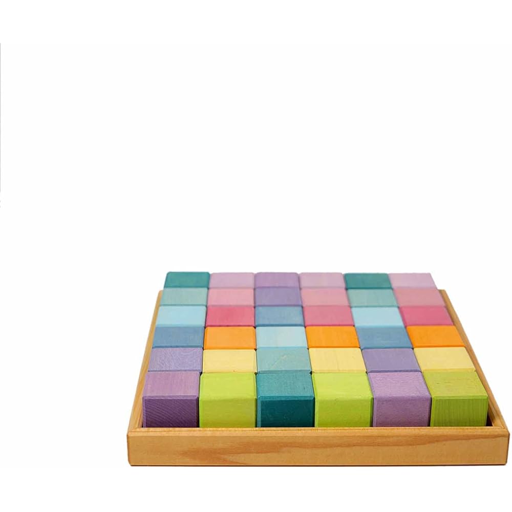 GRIMM'S Toy Educational Toy Building Blocks Interior Figure Play Pastel Mosaic Cube SH43111