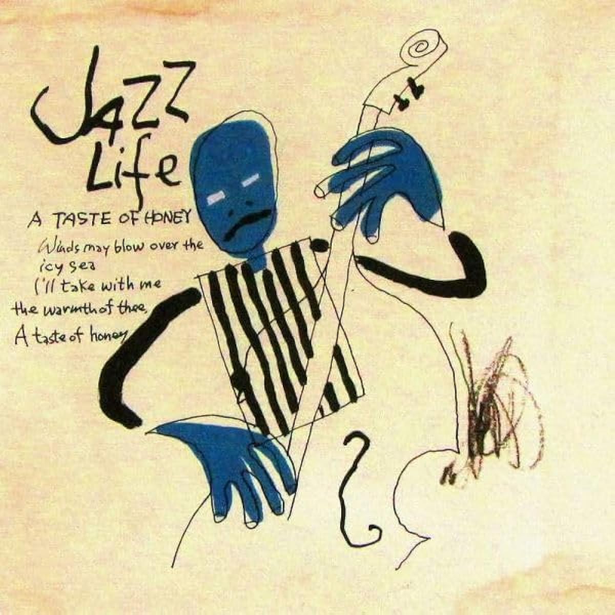 Tsuda Ko "JAZZLife-2 (Brown)" Giclee Painting Limited to 200 copies Framed Portrait Music Instrument Performance Contrabass SS-JALI02T