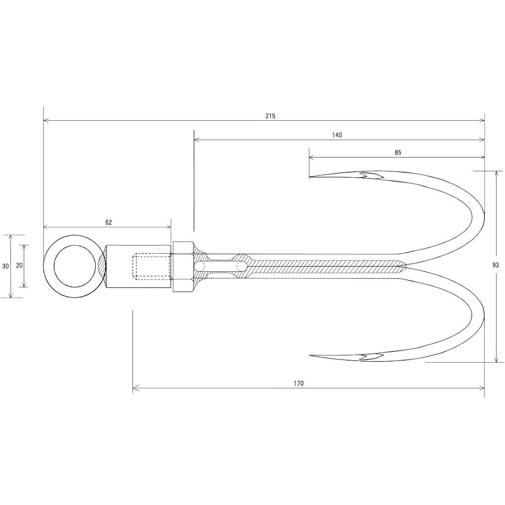 Drop-in double gaff for general gaff (patented) - Center axis - Blue object intake system