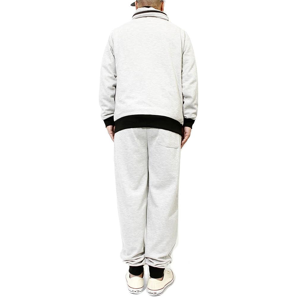 [One Colors] Setup Men's Large Size Volume Neck Parka Sweatshirt Jogger Pants Punch Material Top and Bottom Jersey