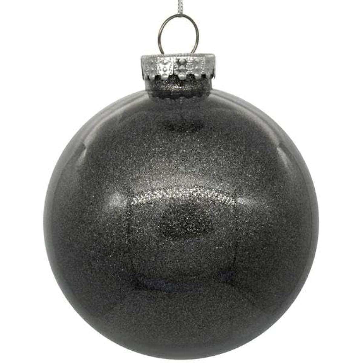 Vickerman 4" Clear Ball Christmas Ornament with Pewter Glitter Decor