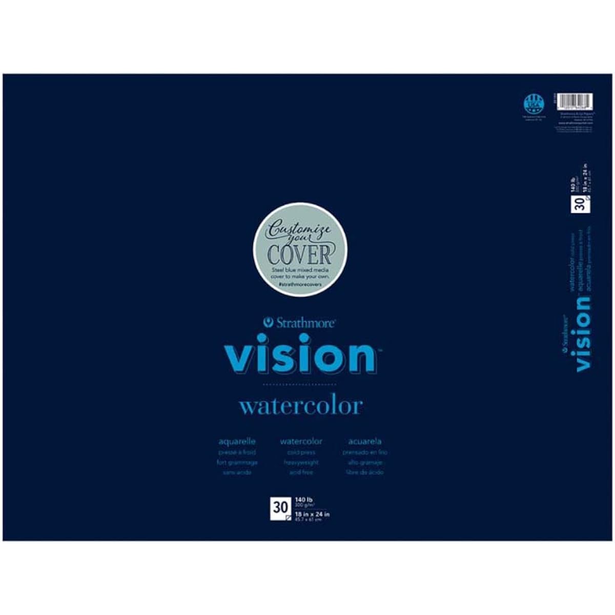 Strathmore (640-68 Vision Watercolor Pad 18"x24" Tape Bound, 30 Sheets