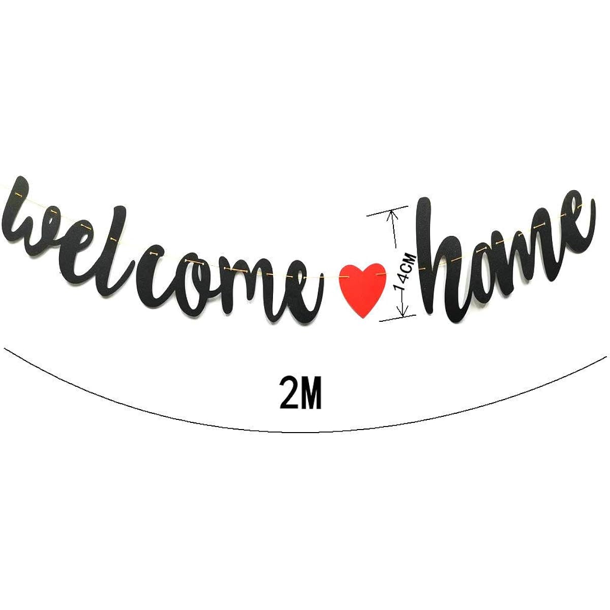 Welcome Home Black Glitter Banner Housewarming Patriotic Military Decorations Family Party Supplies Bunting Photo Booth Props Sign Pre-Strung