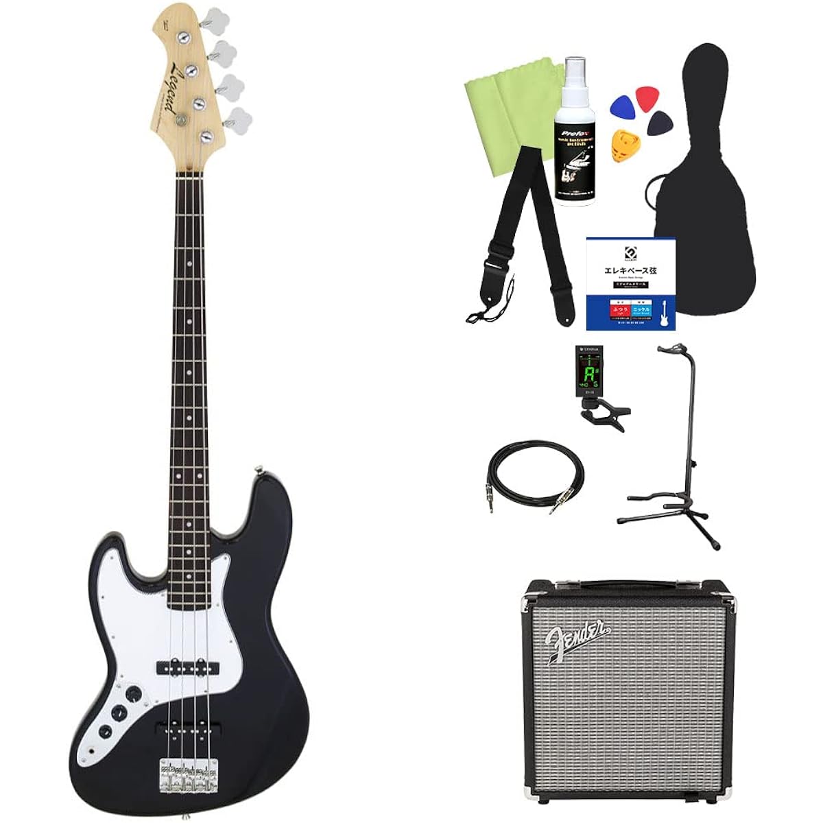 LEGEND LJB-Z L/H Bass Beginner 12-piece Set [Fender Amplifier Included] BK Lefty Left-Handed Legend