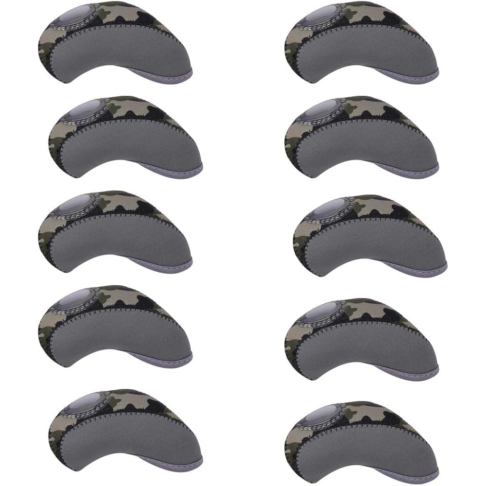 Golf iron head cover with window, set of 10, camouflage