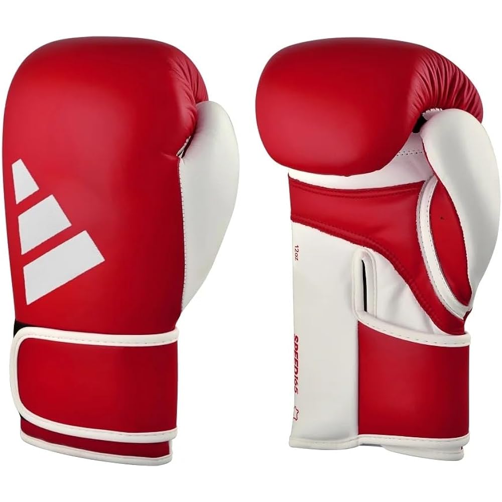 adidas Boxing Gloves Speed 165 WAKO Certified //Adidas Sparring Gloves Boxing Kickboxing Genuine Leather (10oz, Red x White)