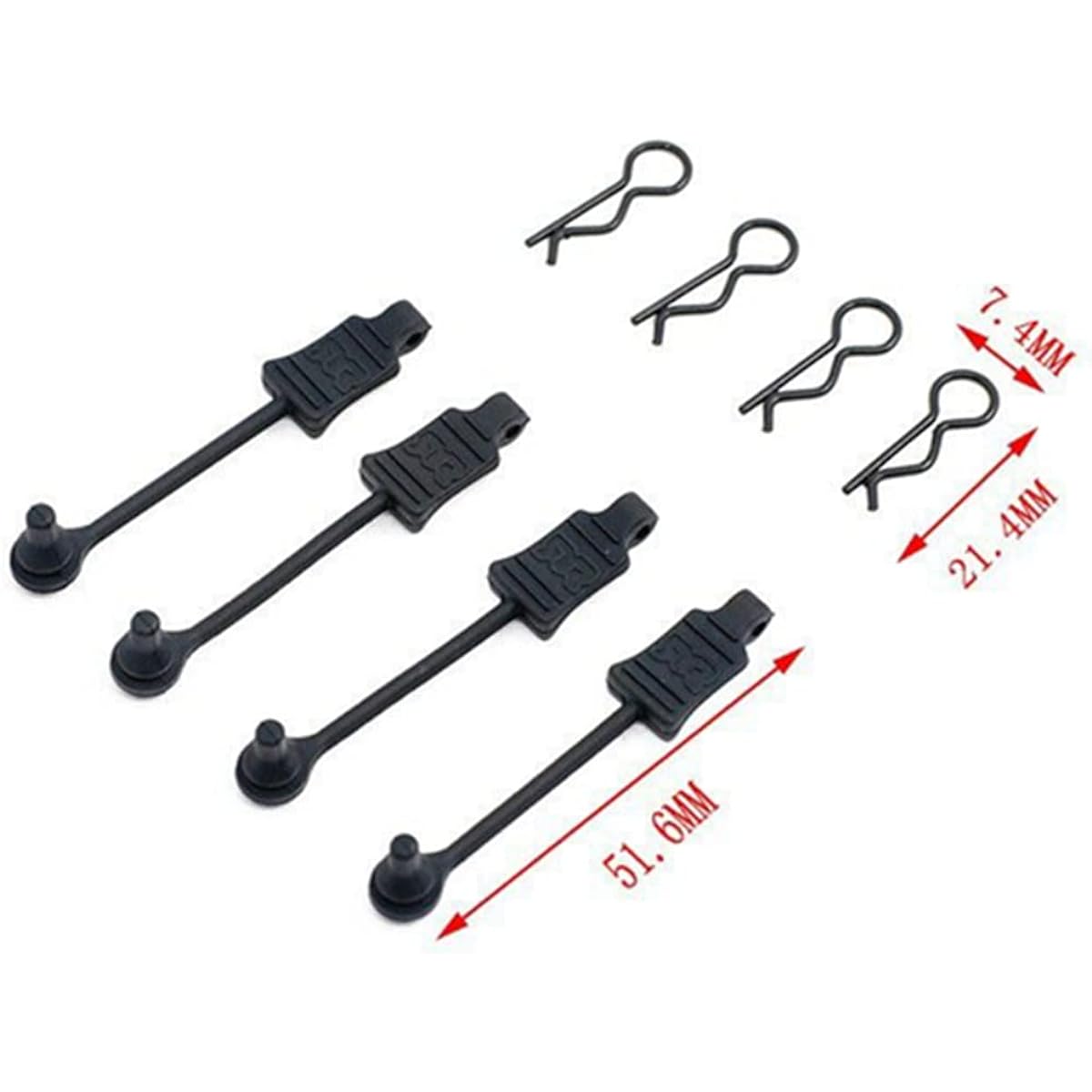 RC Body Clip Retainer Upgrade Parts for 1/10 ARRMA 3s & Mega Vorteks Senton Granite Big Rock Typhon etc. 4pcs/set AR390165(Black)