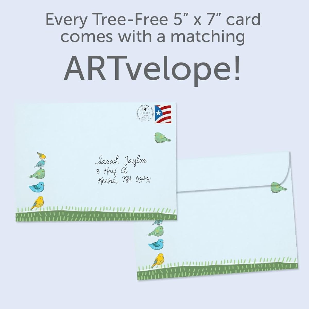 Tree-Free Greetings Birthday Greeting Card, Eco-Friendly, Made in the USA, 100% Recycled Paper, 5"x7", Happy Bird (GO65259)