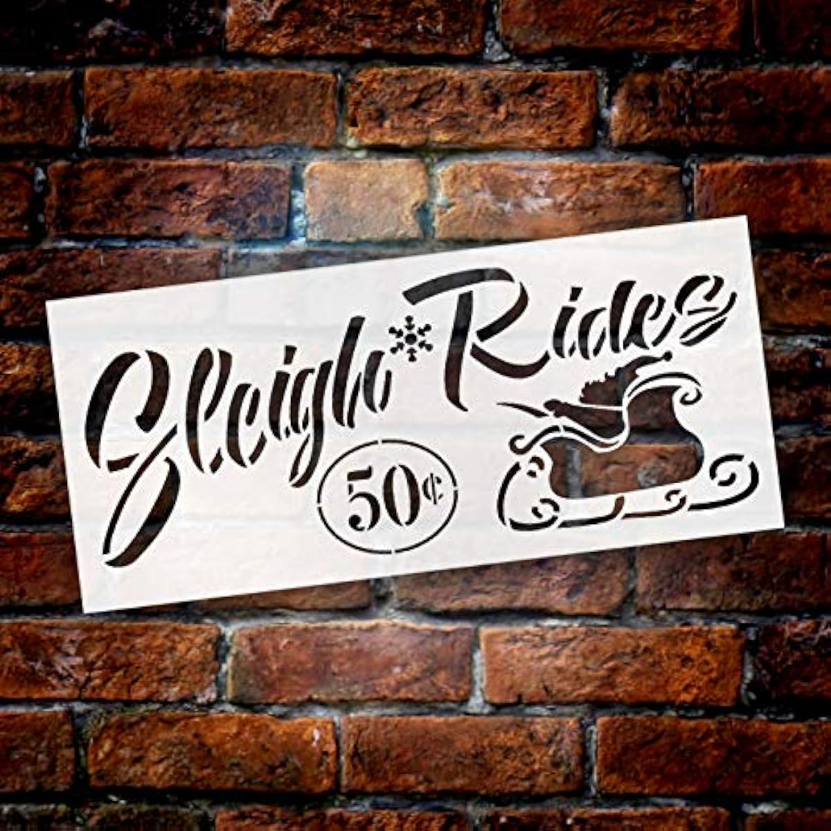 StudioR12 Sleigh Ride 50 Cent Christmas Holiday Stencil | Wooden Sign | Word Art Reusable | Family Dining Room | Chalk Mix Multimedia | DIY Home - Select Size 11" x 5" Clear STCL2904_PARENT