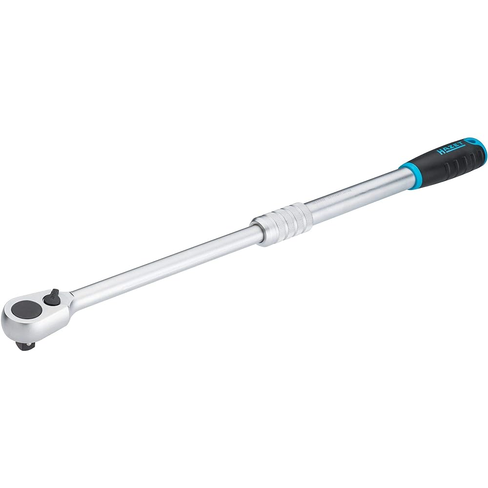 HAZET HiPer Telescopic Reversible Ratchet Torque Wrench Blue/Black/Gray with Ball Lock Continuously Extendable Super Long Version 12.5mm (1/2 inch) Square Drive Small Operating Angle 4° Body Dimensions 614mm [Regular Japanese Import Product] 916HPLG