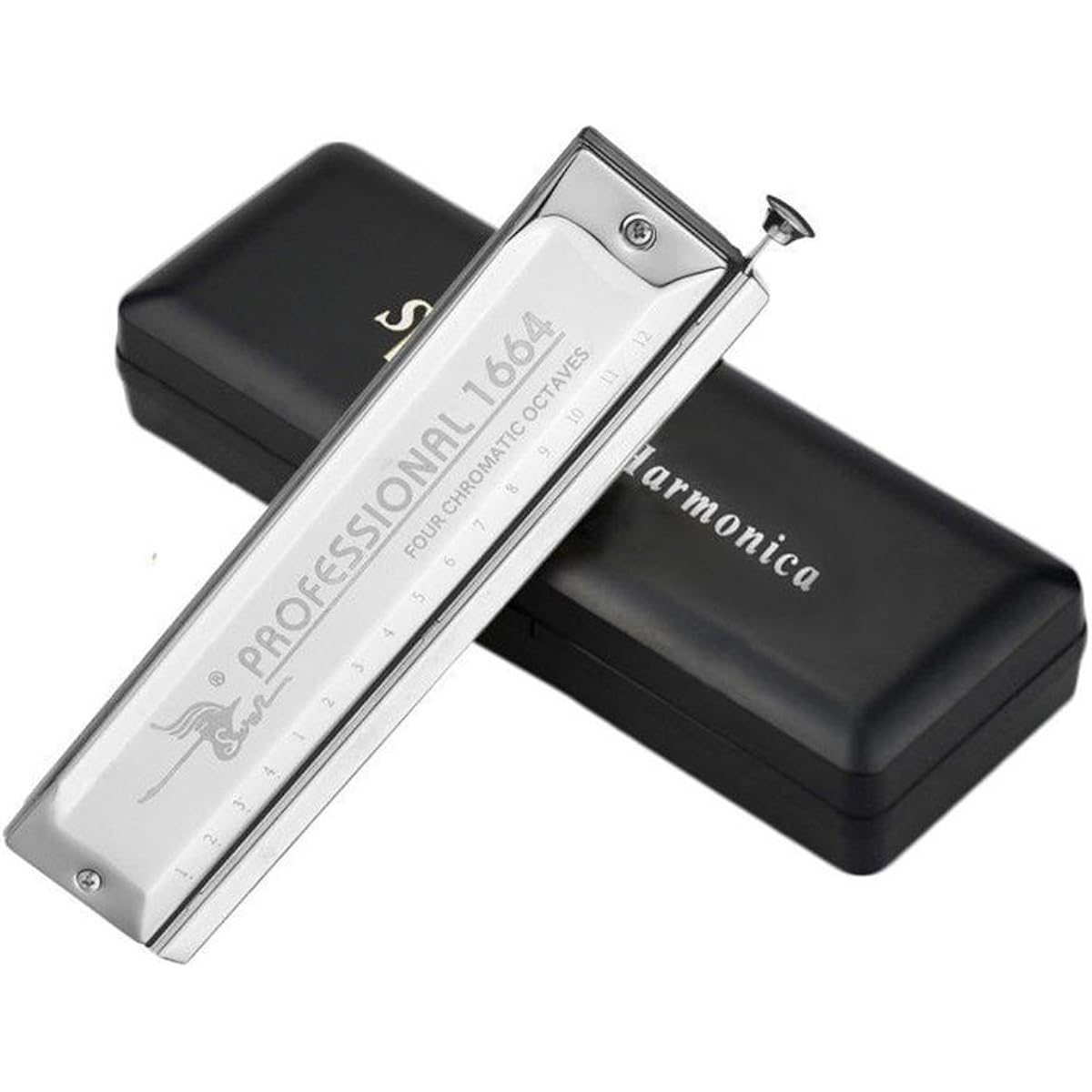 Harmonica, 16 holes, 64 tones, chromatic harmonica, wind instrument, for practice, harmonica, beginner's guide, suitable for children/beginners/professionals, gift