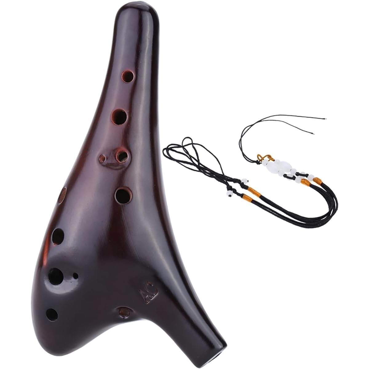 Music Lovers 12 Hole Ceramic Ocarina Alto C Smoke Burn Style Musical Instrument with Strap Ocarina Instrument
