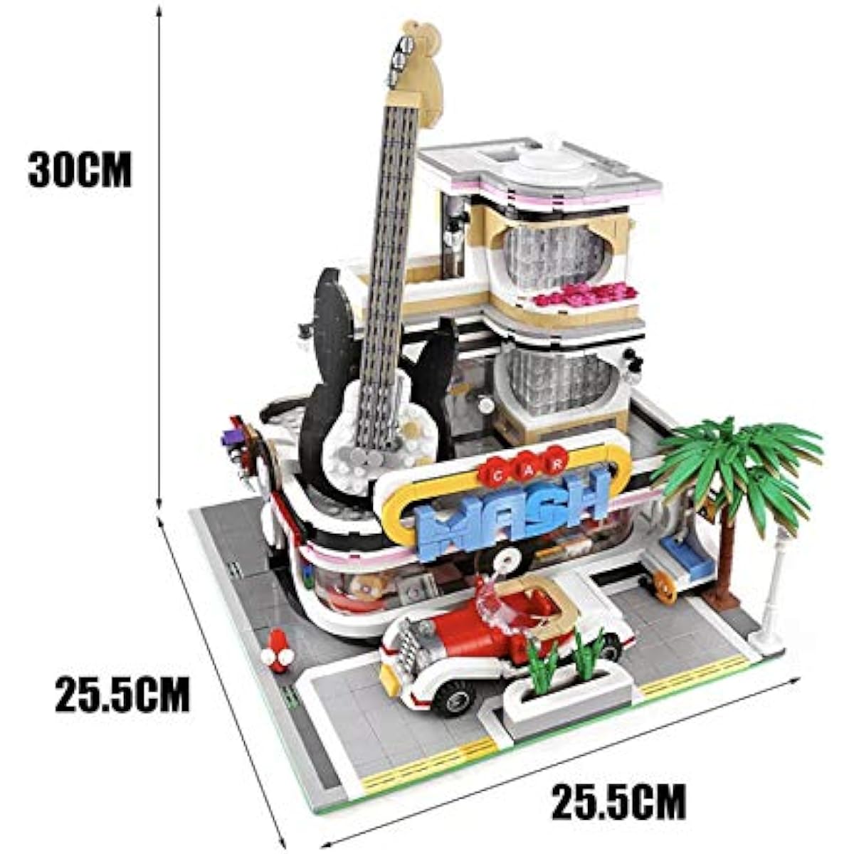 General Jim's Street View Creator Building Blocks Toy Set - City Block Center - Music Store & Car Wash Toy Blocks - for Teens and Adults