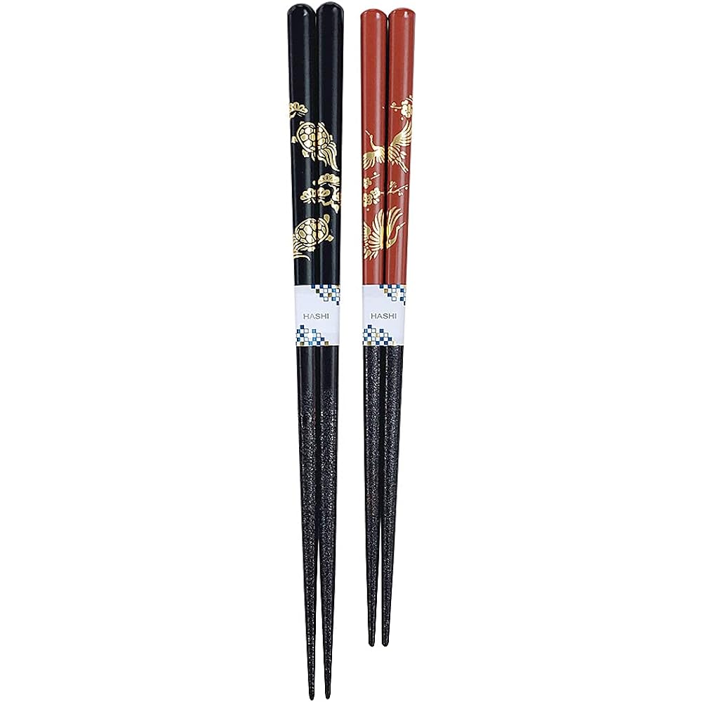 Couple chopsticks, turtle, crane dance, black, red, dishwasher safe, designed paulownia box and wrapping included, Mother's Day, Father's Day, Parents, Dad, Mom, Dad, Mom, Gift, Gift, Starting Salary [80]