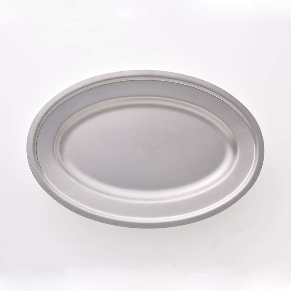 Vintage Inox Oval Plate 460mm Made in Japan VINTAGEINOX [Authorized Product] Cafe Restaurant Plate Stylish Stainless Steel Aging Processing Unbreakable Dishwasher Safe