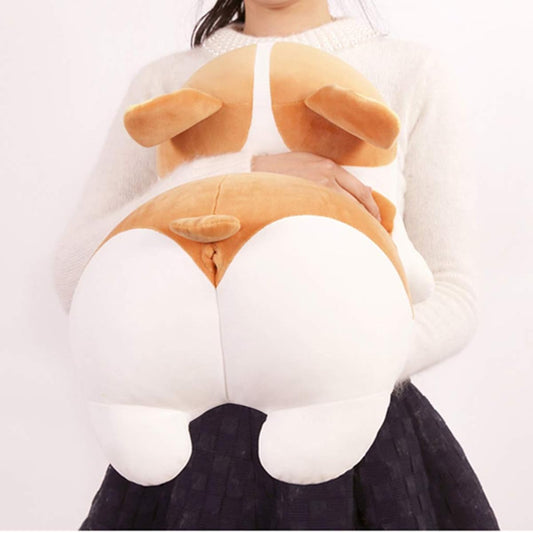 Stuffed Dog Large Hugging Pillow Cute Dog Sewn Wrapped Corgi Fluffy Chewy Soothing Realistic Sleeping Washable Celebration Present Stuffed Hugging Pillow Animal 80cm