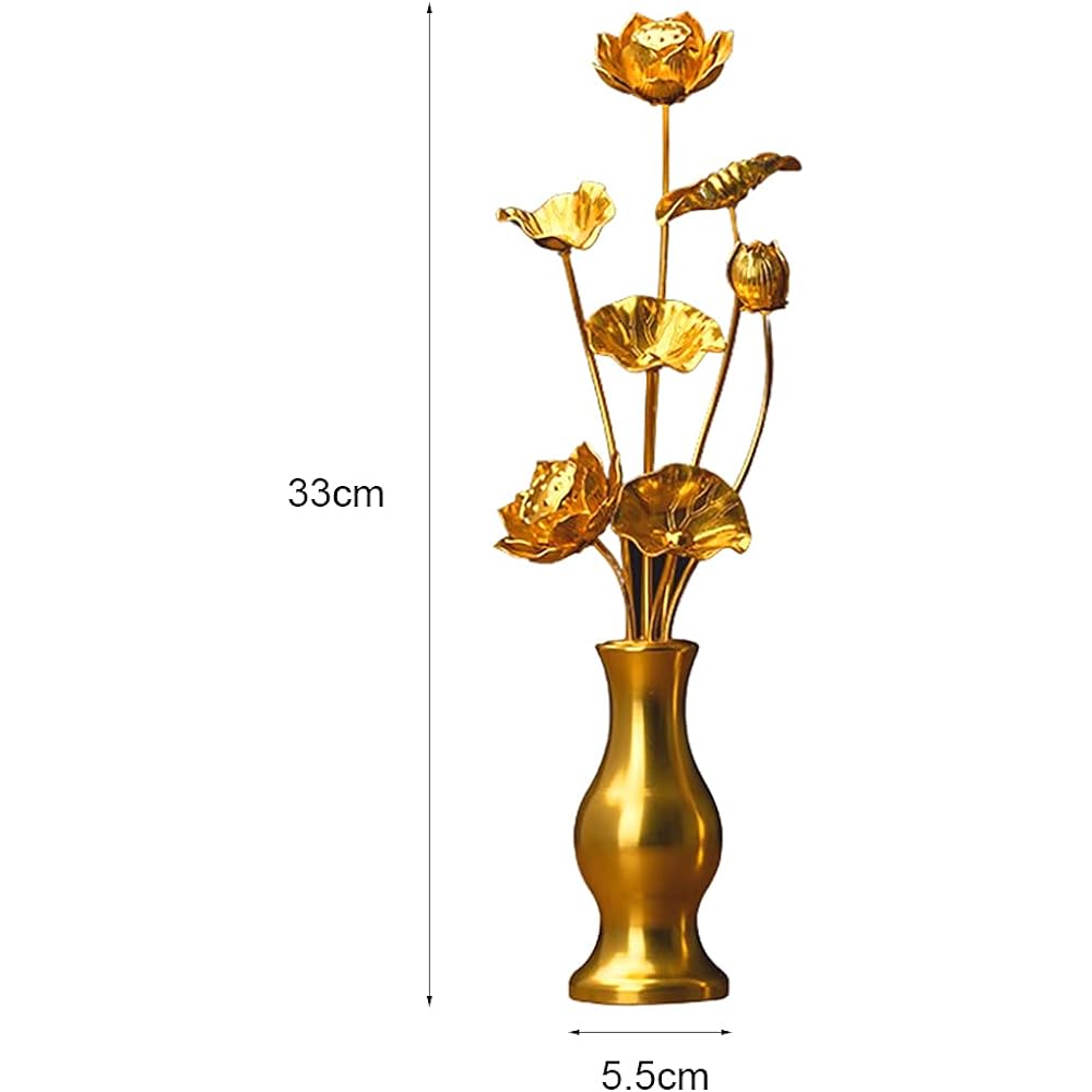 RAYWILL Constant Flower Set, Lotus Flowers, Bon Supplies, Lotus Flower, Lotus Flower, Aluminum with Flowers, Set of 2, Gold Color, Lotus Flowers, Never Wither, Buddhist Altar, Buddhist Altar, Buddhist