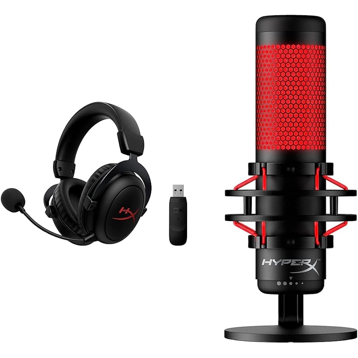 HyperX QuadCast Standalone Microphone 4P5P6AA + HyperX Shield Microphone Pop Filter 6X256AA