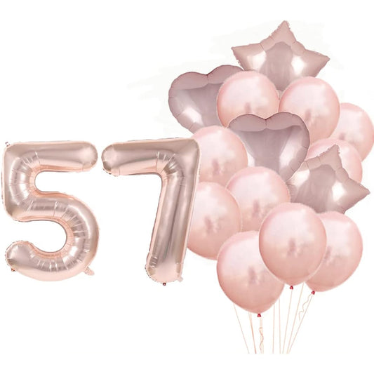 57th Birthday Decorations Party Supplies,Rose Gold Number 57 Balloons,57 Years Old Foil Mylar Balloons,Latex Balloons Decorations for Girls,Women,Men,Photo Props