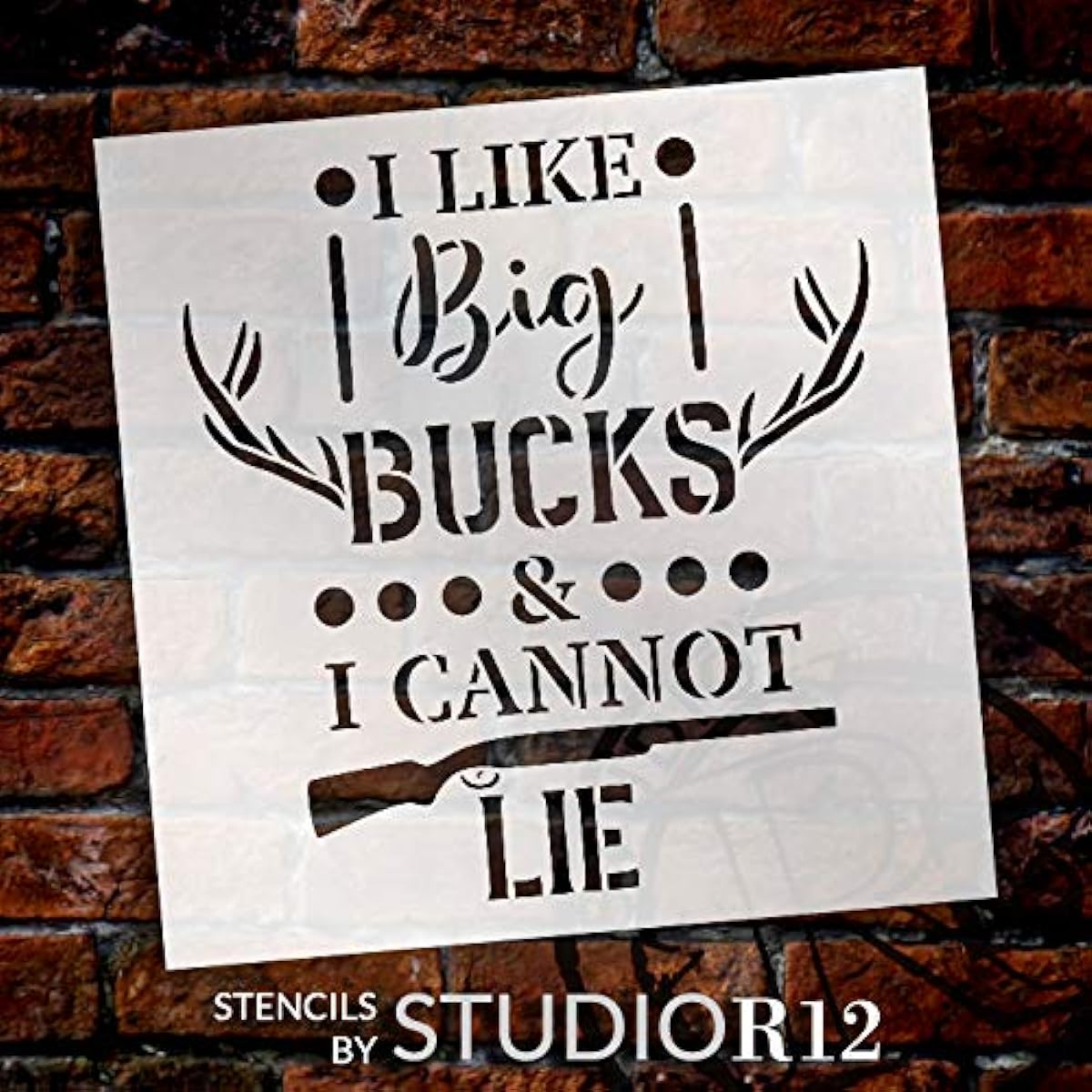 StudioR12 Big Bucks & Can't Lie Stencil | DIY Deer Nature Hunt Home Decor Gifts | Craft & Paint Wood Sign | Reusable Mylar Template | Choice of Sizes (9" x 9")