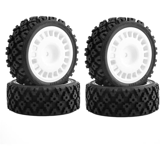 4pcs Rubber Tires Plastic Wheel Tyres for Tamiya XV-01 XV01 TA06 TT-01 TT-02 PTG-2 RC Rally 1/10 RC Car Upgrade Parts Accessories