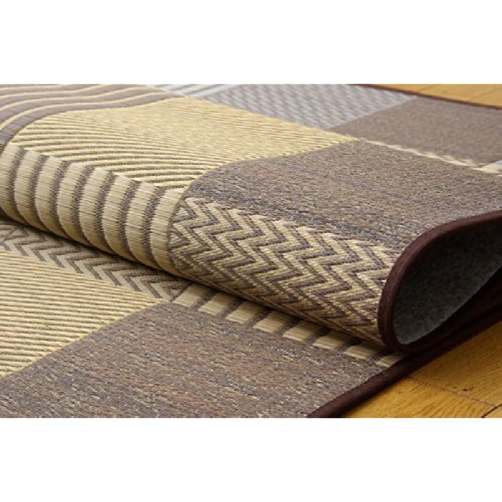 Ikehiko Igusa Rug Carpet DX Kyoto Sashiko Approx. 191 x 250cm Brown Made in Japan Non-woven Back #1709530