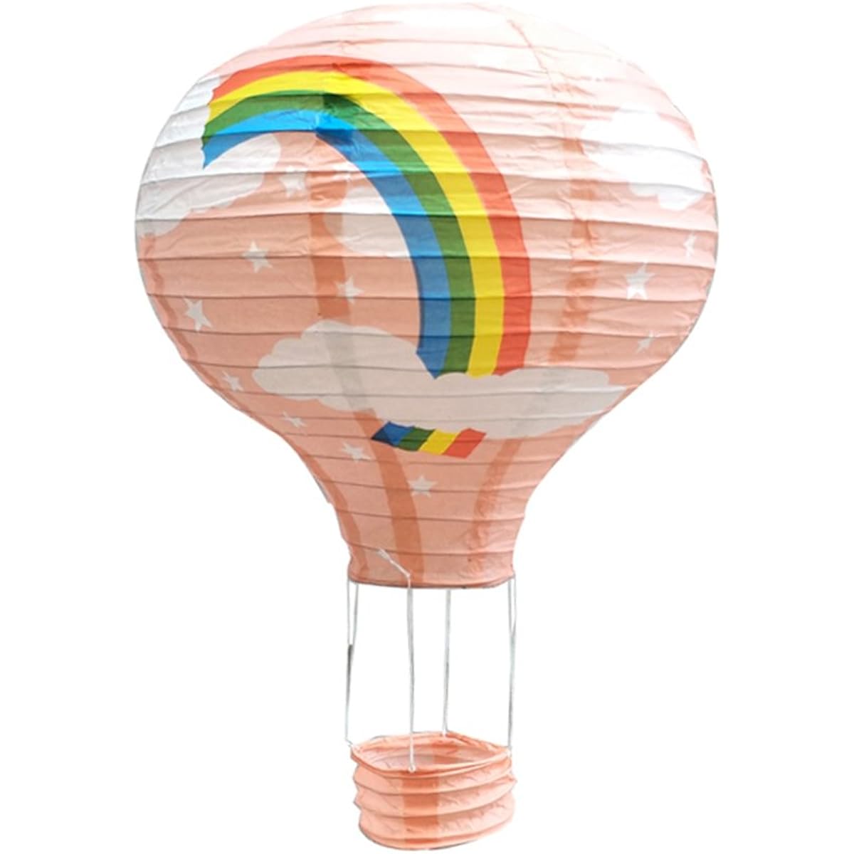 NUOLUX 12 Inch Rainbow Hanging Paper Lanterns Pom Poms Hot Air Balloons Wedding Birthday Party Decorations Pack of 10