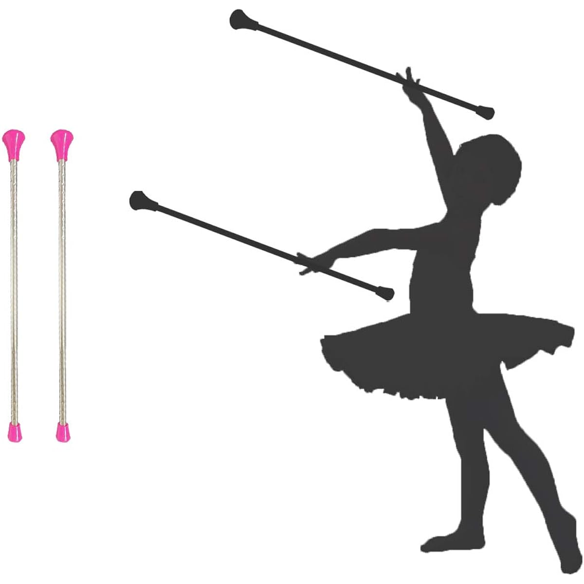 Twirling Baton 21 Inch Marching Baton Spinning Dance Baton Metal Gymnastics Parade Stick for Kids Majorette 2 Pack Pink