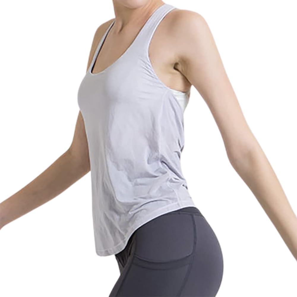 [and-L] Women's Yoga Wear, Tops with Cups, Tank Top, Body Covering, Integrated Bra Top, Quick Drying