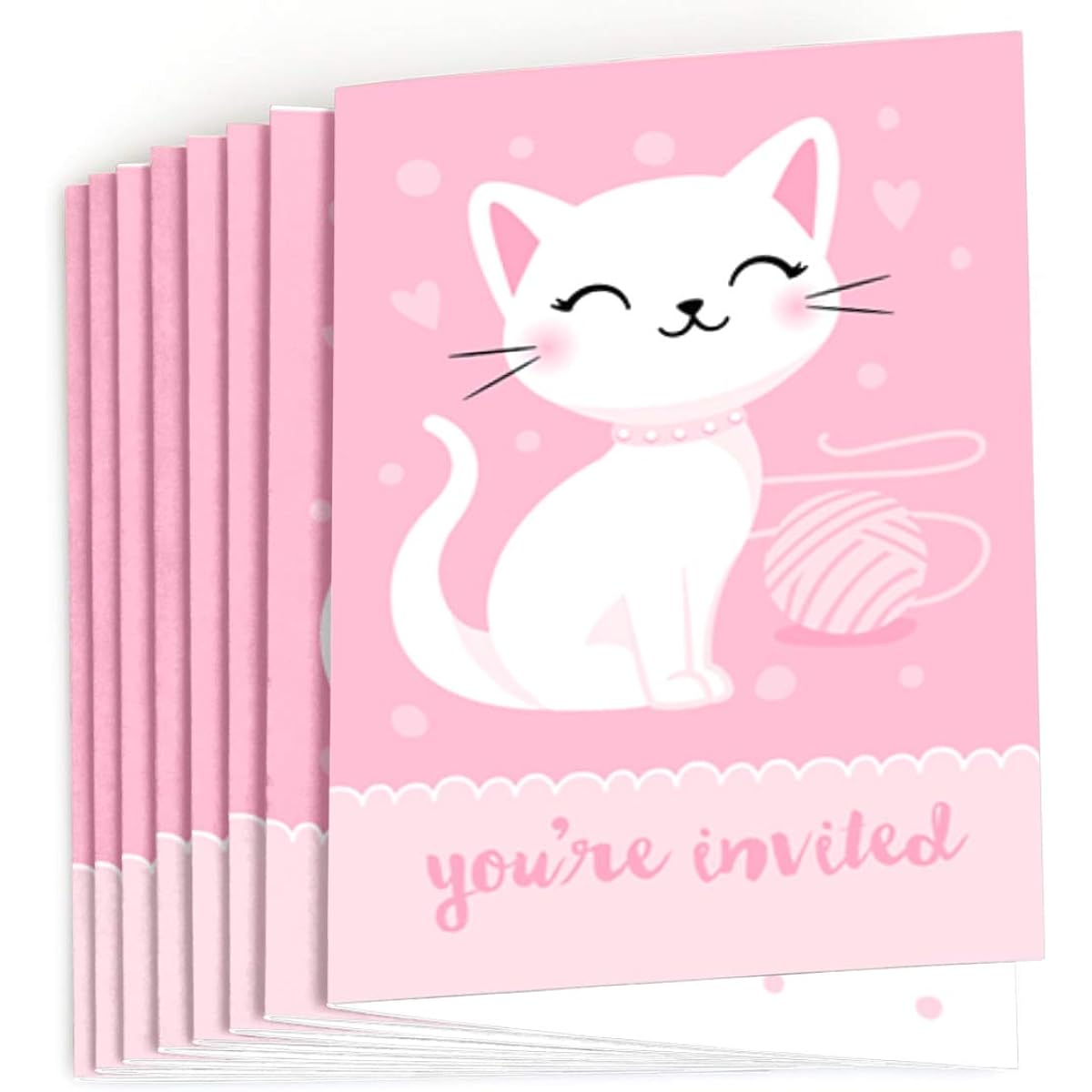 Big Dot of Happiness Purr-fect Kitty Cat – Kitty Meow Baby Shower Birthday Party Invitations (8 Count)