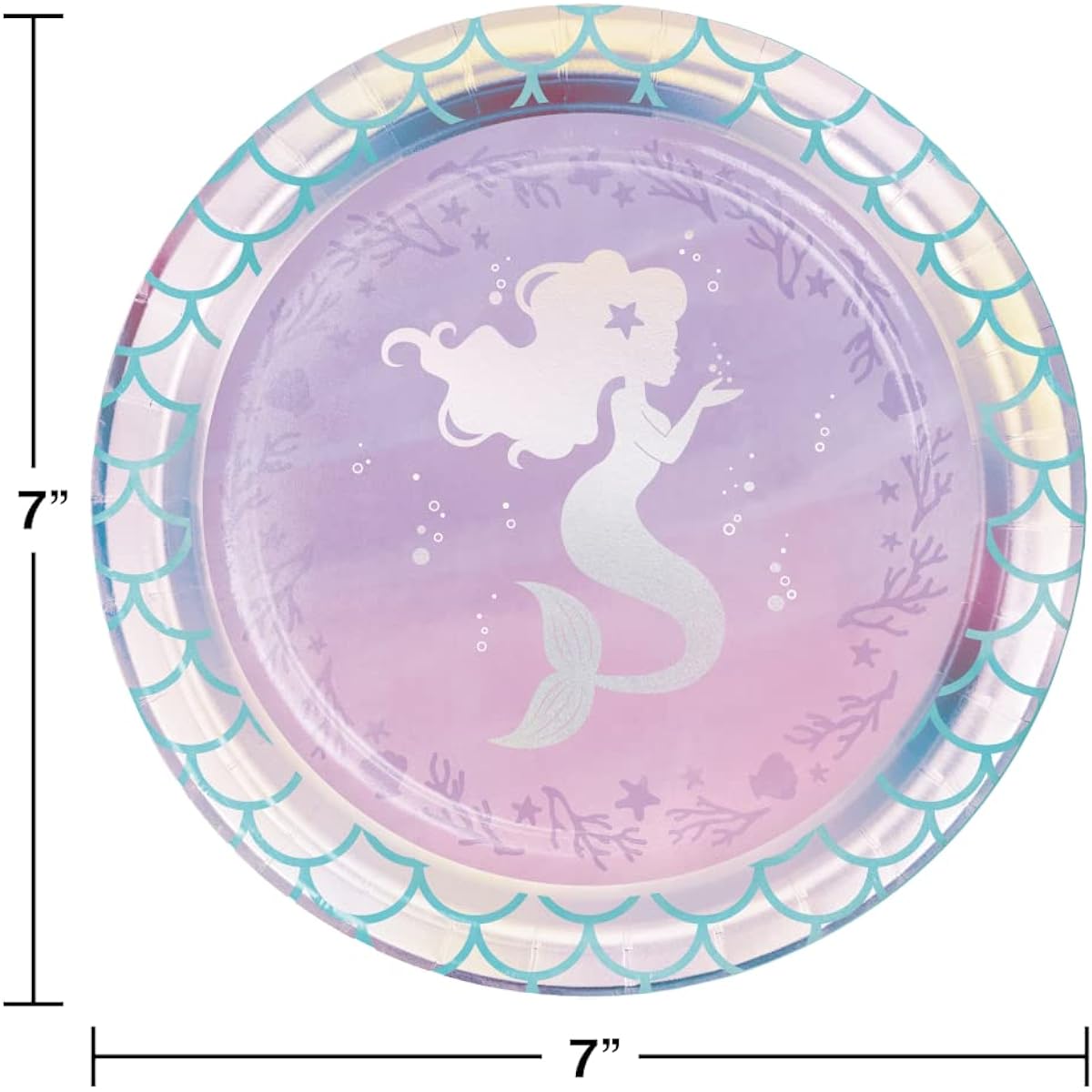 24 Iridescent Mermaid Party Dessert Plates