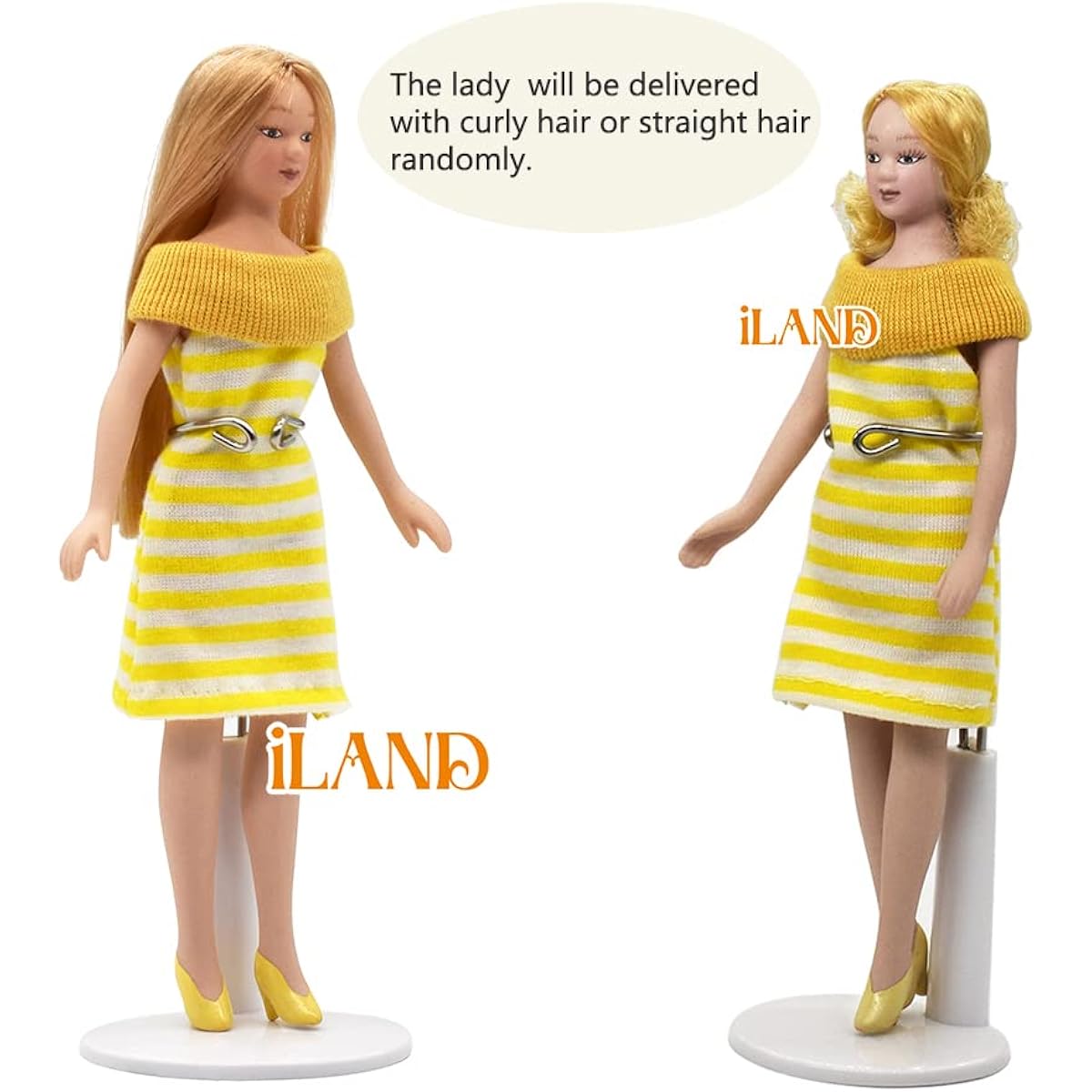 iLAND Dollhouse Doll Set Dollhouse Doll Family (Warm Modern Family 5 Pieces)